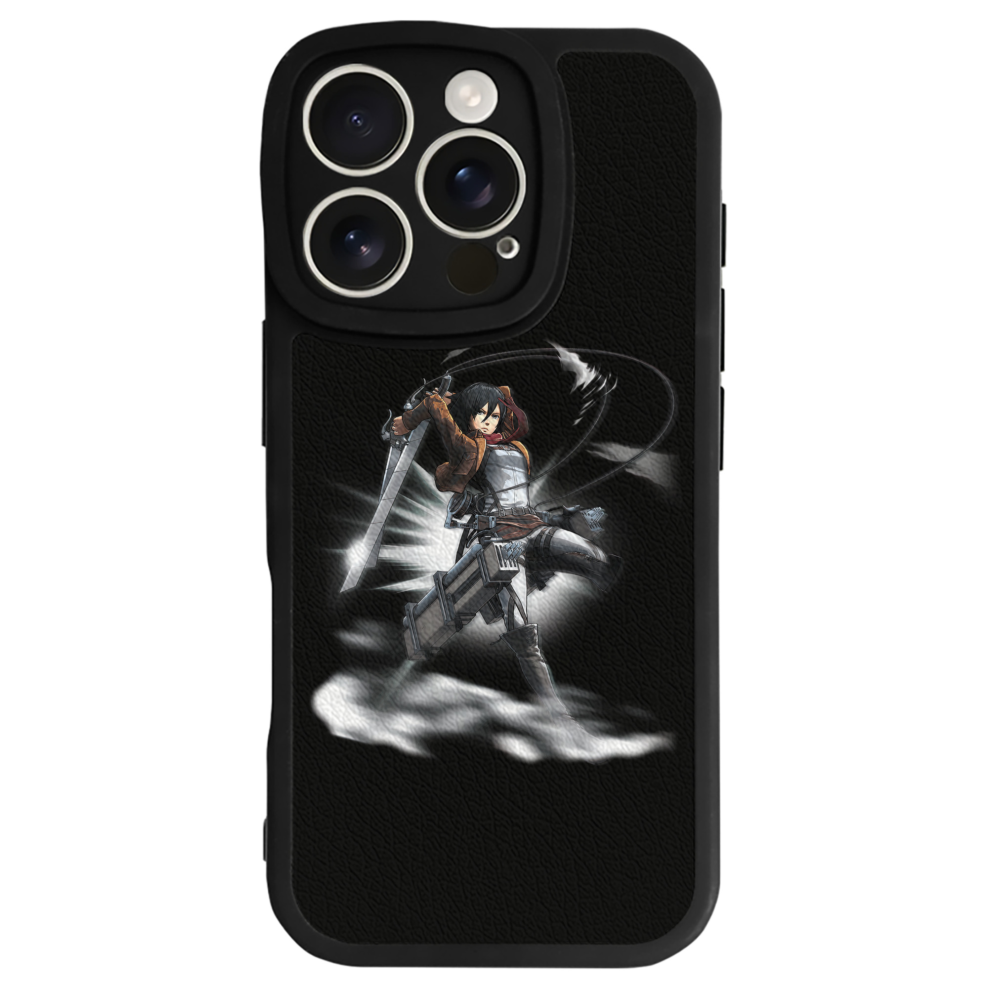 （画像用） 進撃の巨人 ミカサ·アッカーマン Attack on Titan Mikasa Ackerman 【iPhone 16シリーズ対応】シリコンスマホケース（レザー調） 材質：シリコン